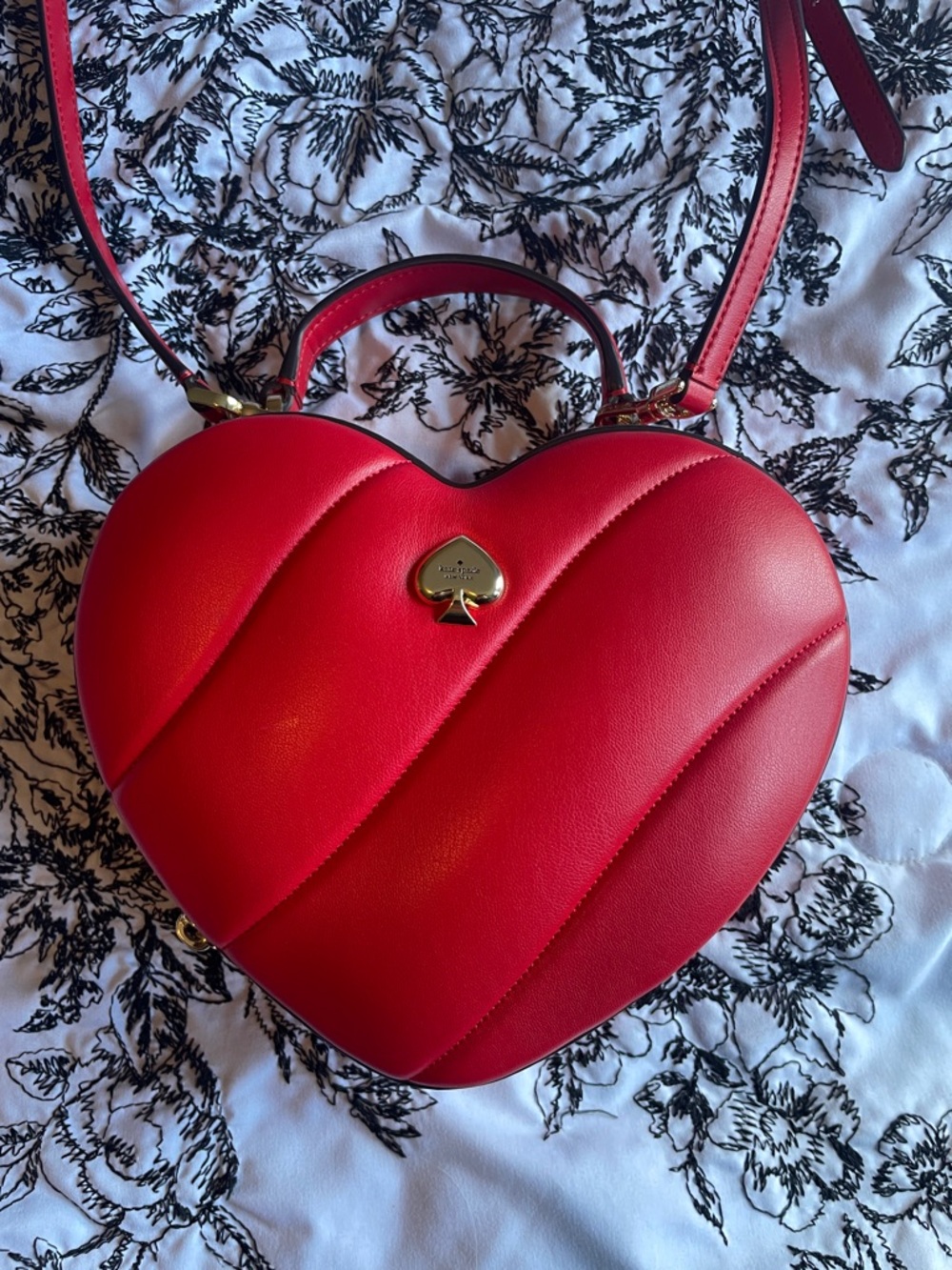 Kate Spade Red “Love Shack” Heart Shaped Quilted Crossbody Bag